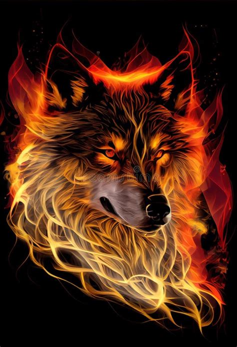Hot Burning Wolf Ai Render Stock Image Image Of Background Nature