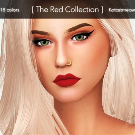 Matte Red Lipsticks 18 Colors Sims 4 Make Up Cc Maxis Match Maxis