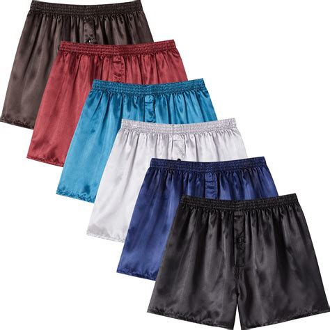 JupiterSecret Mens Satin Boxer Shorts Pack Silk Feeling Sleep Shorts