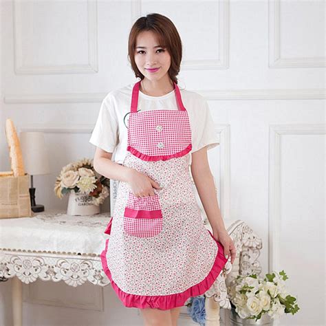 Buy Women Apron Kitchen Restaurant Bib Cooking Aprons With Pockets Hot Pink94