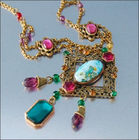 Art Deco Necklace Art Deco Jewelry Glass Jewelry Jewelery Jewelry