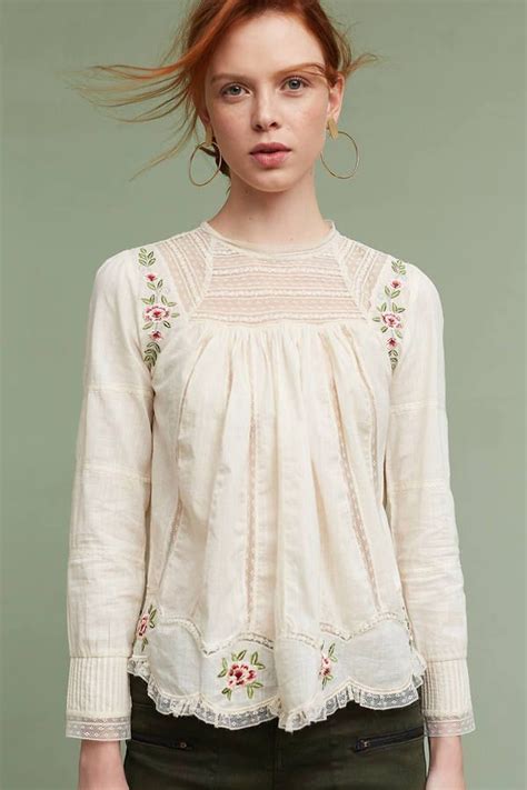 Intropia Ashlee Embroidered Top Anthrofave Embroidery On Clothes