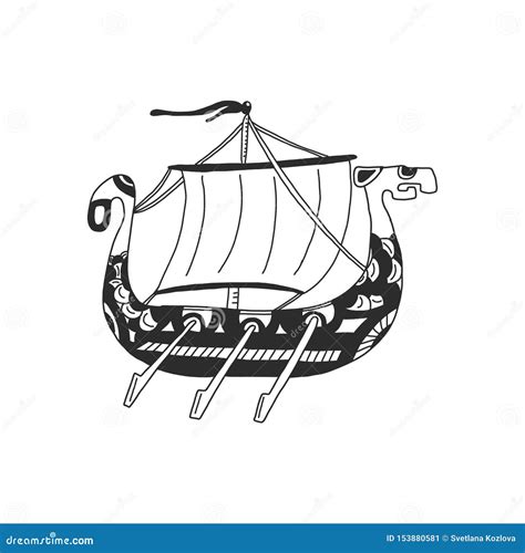 Drakkar Nave De Transporte De Viking Ilustracin Del Vector Aislado En
