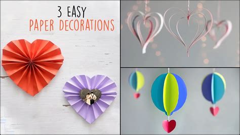 3 Easy Paper Decorations Paper Craft Handmade Decorations Youtube