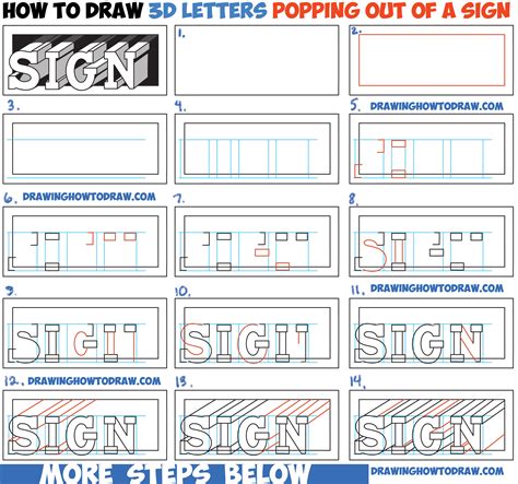 The first step is always the hardest, ironically the first step will determine the next step. How to Draw Cool 3D Letters Popping Out of the Paper Easy Step by Step Drawing Tutorial for ...