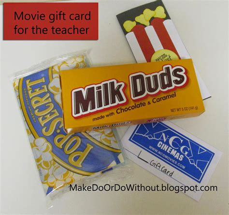 Find updated content daily for theater gift certificates. Make Do: End of the Year Teacher Gift - Movie Theater Gift Card