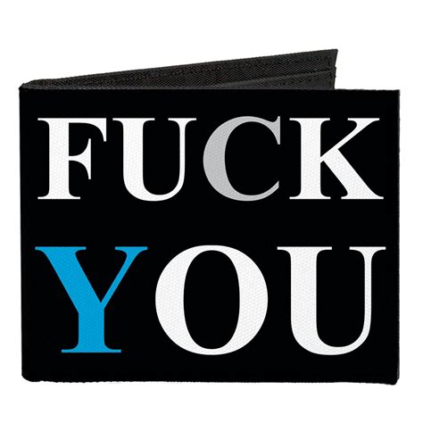 Canvas Bi Fold Wallet Fuck You Fuck Me Black White Blue — Buckle Down
