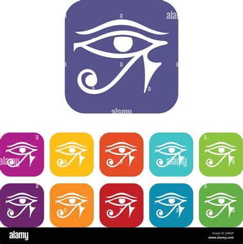 Eye Of Horus Egypt Deity Icons Set Flat Stock Vector Image And Art Alamy