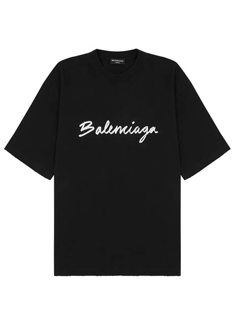 Balenciaga Black Logo Print Cotton T Shirt Harvey Nichols