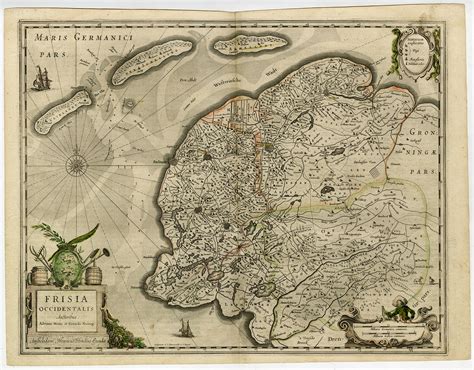 Antique Map Of Friesland By Hondius 1633
