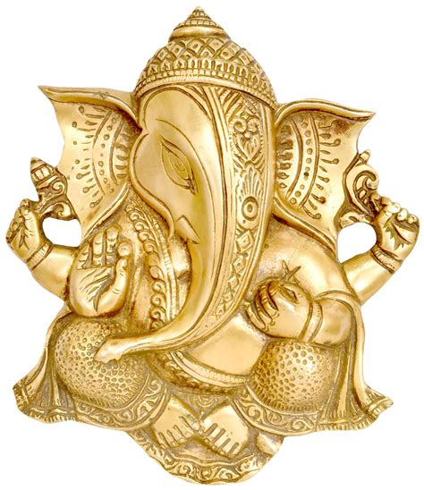 8 Lord Ganesha Wall Hanging Flat Statue In Brass Handmade Made In