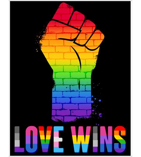 Download Love Wins Brick Wall Rainbow Fist Poster | TeeShirtPalace