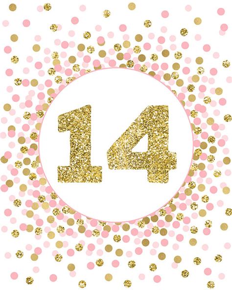14th Birthday Girl Decorations Pink And Gold Number 14 Sign Etsy