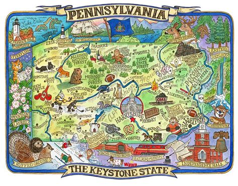 Pennsylvania State Map Art Print 8x 10 Etsy