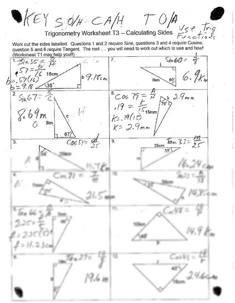 Solution Trigonometry Worksheet Calculating Sides Studypool
