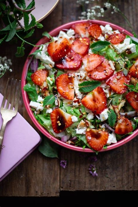 Strawberry Feta And Mint Salad With Balsamic Dressing Mint Salad