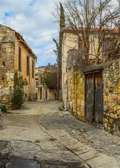 Cyprus Arsos Village Street Houses Free Image From