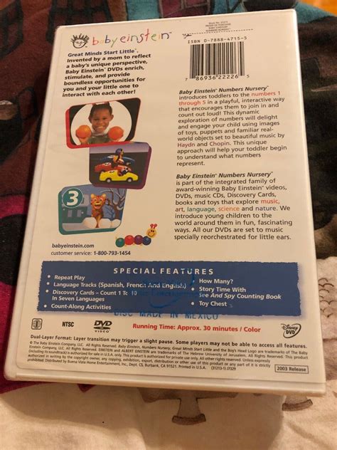 Baby Einstein Numbers Nursery Dvd 2003 Disney Factory Sealed