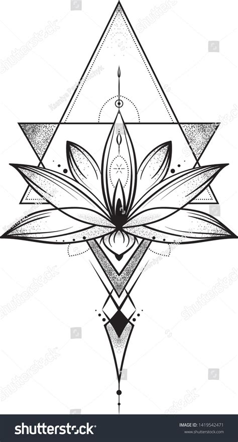 An Artistic Lotus Flower Tattoo Design In Black And White With