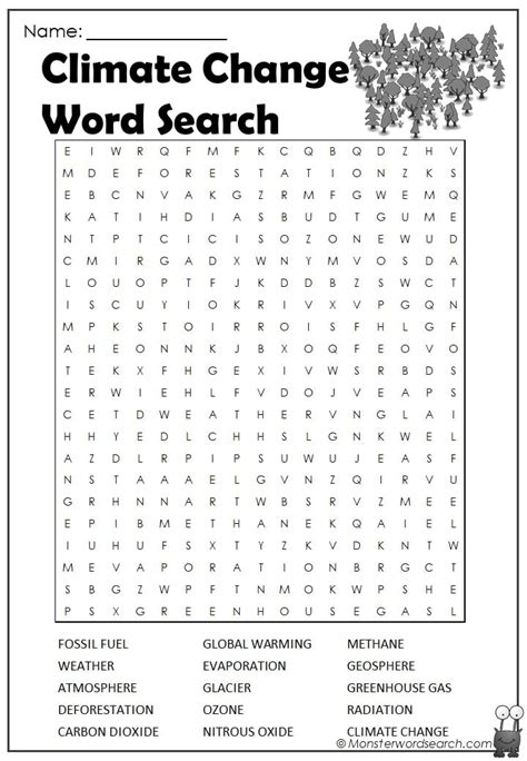 Climate Change Word Search Monster Word Search