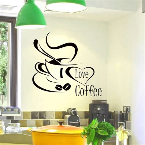 Wall Vinyl Decal I Love Coffee Quote Home Wall Decor Sticker Etsy