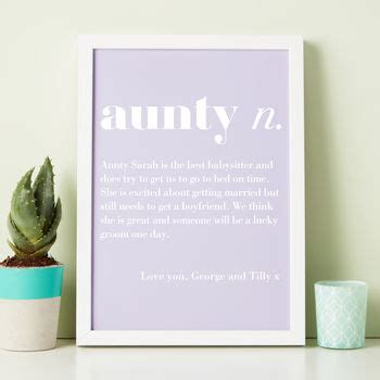 Personalised Auntie Uncle Dictionary Print By Coconutgrass
