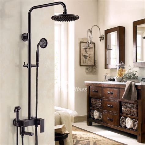 Luxury Exposed Oil Rubbed Bronze Shower Faucet System Wall Mounted