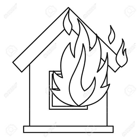 House On Fire Icon Outline Illustration Of House On Fire Vector
