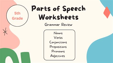 5th Grade Parts Of Speech Worksheets Grammar