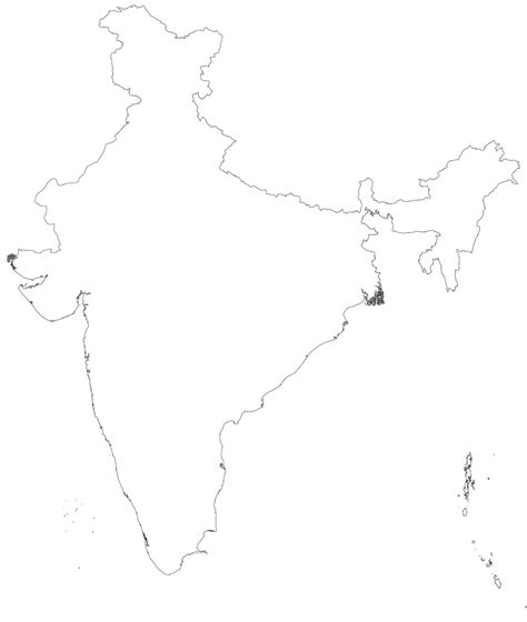 A Size Political Map Of India Blank Printable Pdf Templates