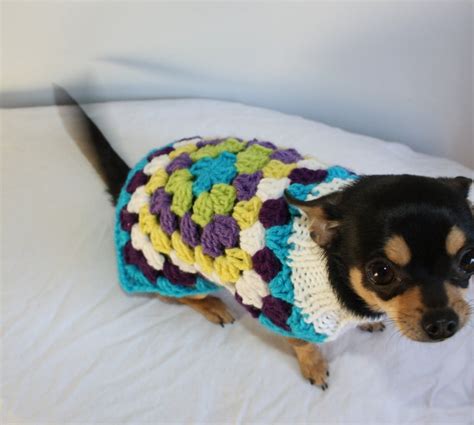 Crochet Knitting Pattern Retro Style Dog Sweater Granny Square Etsy