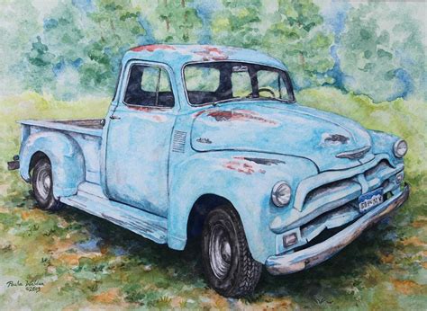 Vintage Pickup Truck Painting By Paula Walden