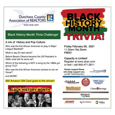 Black History Month Trivia Dutchess County Association Of Realtors