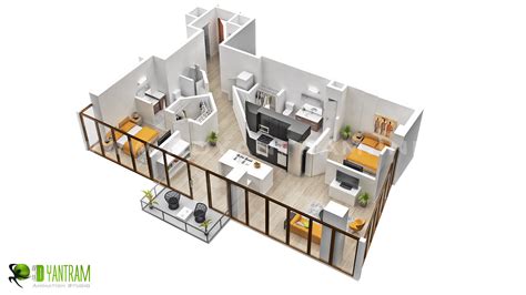 House 3d Floor Plan Design Apartment Floor Plans Two Bedroom