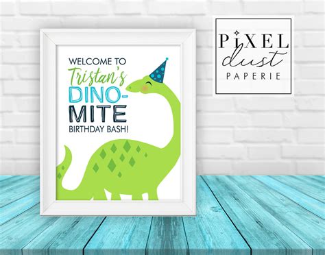 Dinosaur Birthday Party 8x10 Welcome Sign Printable File Pixeldust