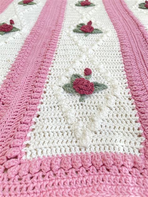 Vintage Diamond Rose Afghan Crochet Pattern Maggies Crochet