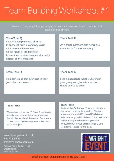 3 Team Building Worksheets To Use In The Office The Wright Event