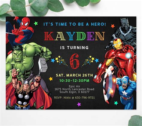 Avengers Birthday Invitation Template Start Customizing Online Now