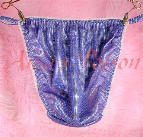 foil satin string bikini panties wetlook ladies sissy metallic underwear purple ebay