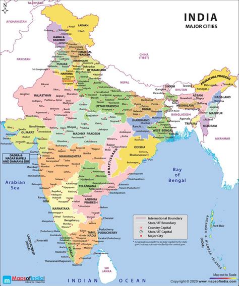 Find The List Of Major Cities In Different States Of India Along With A