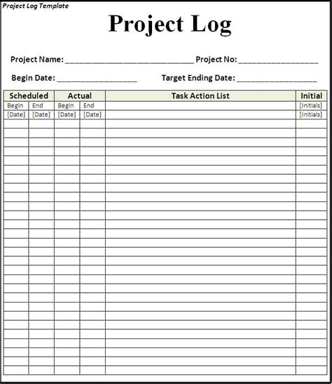 7 Free Project Log Templates Excel Pdf Formats