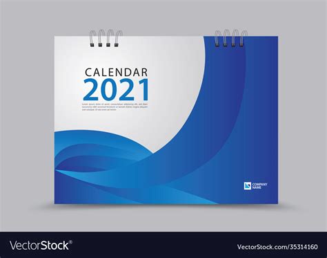 Cover Desk Calendar 2021 Year Template Royalty Free Vector