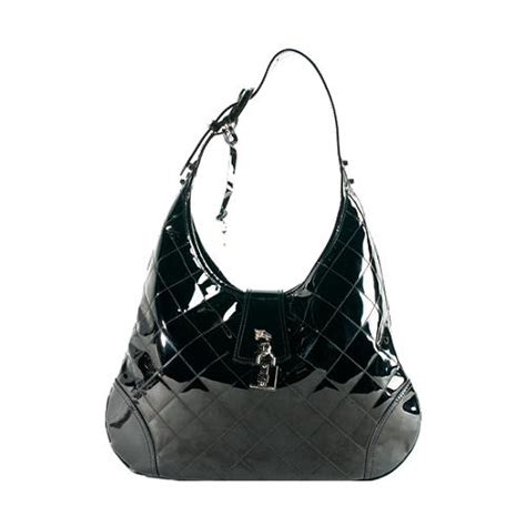 Burberry Quilted Patent Leather Brooke Hobo Handbag