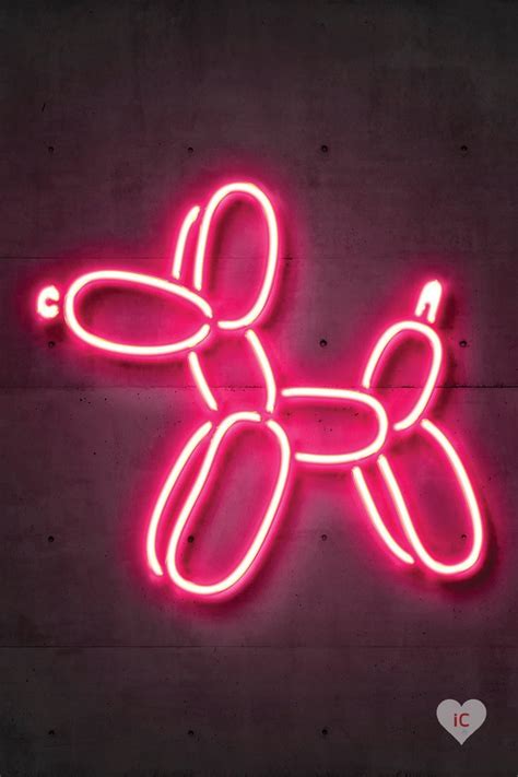 Art Print “balloon Dog” By Octavian Mielu Shows A Pink Neon Balloon