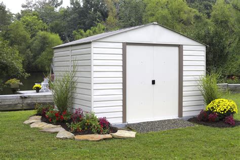 This shed isn't living space, and it doesn't have any weather barrier like felt paper of housewrap, so i'm simplifying our window installation. Arrow Milford VM1012 10 x 8 Sheds in Canada |Lawn and Garden Metal Sheds | Patio Concepts