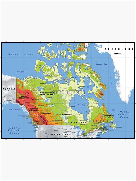 Physical Map Of Canada Topographic Map Of Canada With Names For The