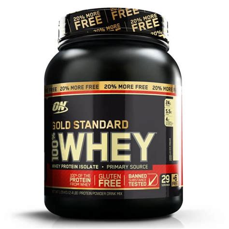 Gold standard 100% whey contains whey protein isolates, or wpi. 100% Whey Gold Standard 20% Free (2,4Lbs/1090g) - Optimum ...