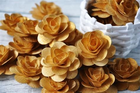 150 Pcs Gold Birch Wood Roses For Weddings Home Decorations