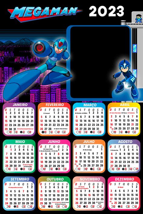 Calendário 2023 Megaman Colar No Corel Draw Imagem Legal