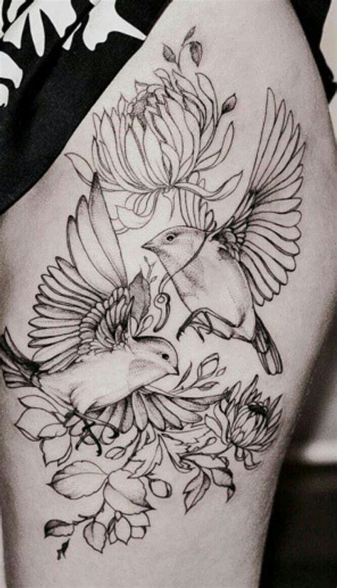 Flying Birds With Flowers Bird Tattoos For Women Flower Tattoo